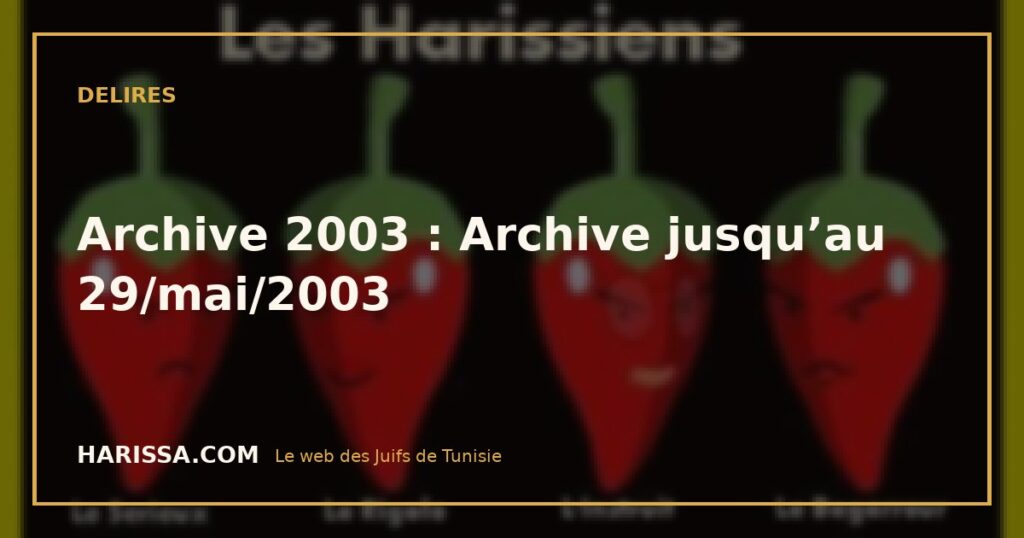 Archive 2003 : Archive jusqu’au 29/mai/2003