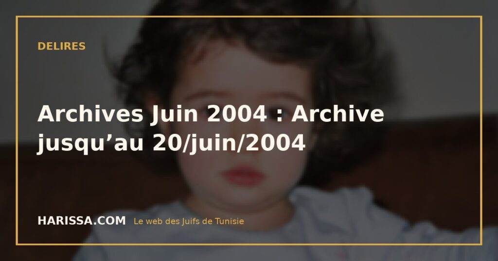 Archives Juin 2004 : Archive jusqu’au 20/juin/2004