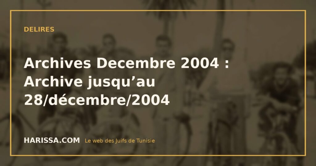 Archives Decembre 2004 : Archive jusqu’au 28/décembre/2004