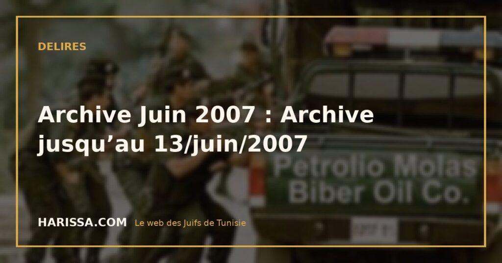 Archive Juin 2007 : Archive jusqu’au 13/juin/2007