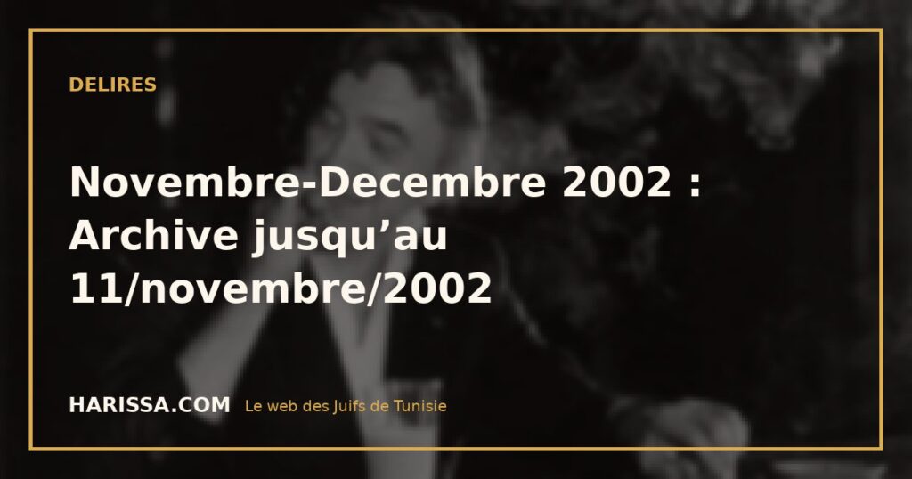 Novembre-Decembre 2002 : Archive jusqu’au 11/novembre/2002