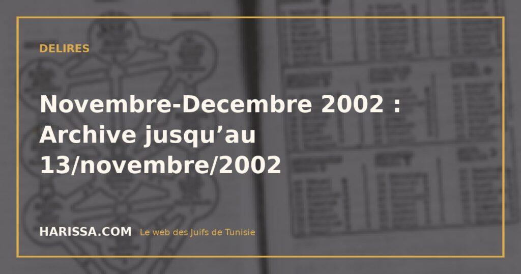 Novembre-Decembre 2002 : Archive jusqu’au 13/novembre/2002