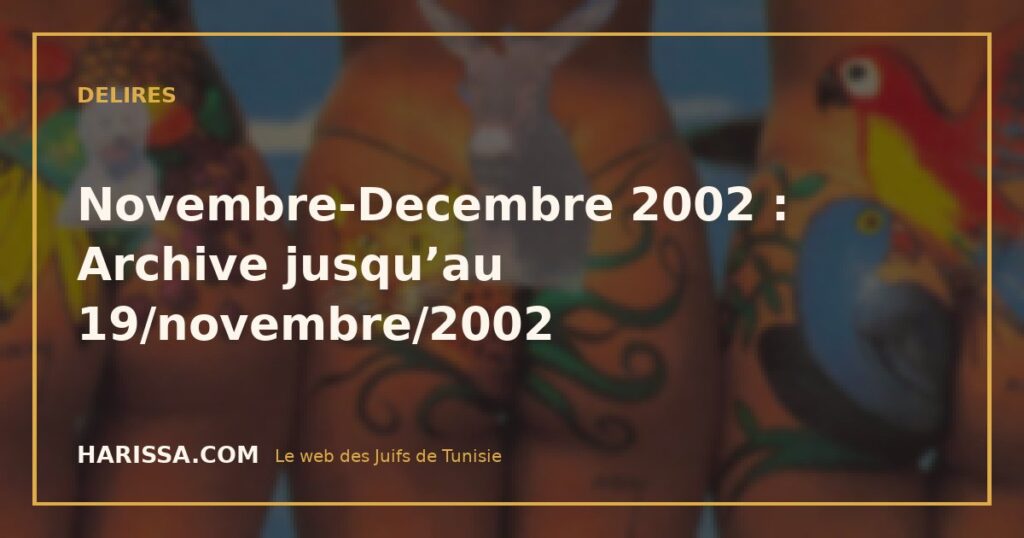 Novembre-Decembre 2002 : Archive jusqu’au 19/novembre/2002