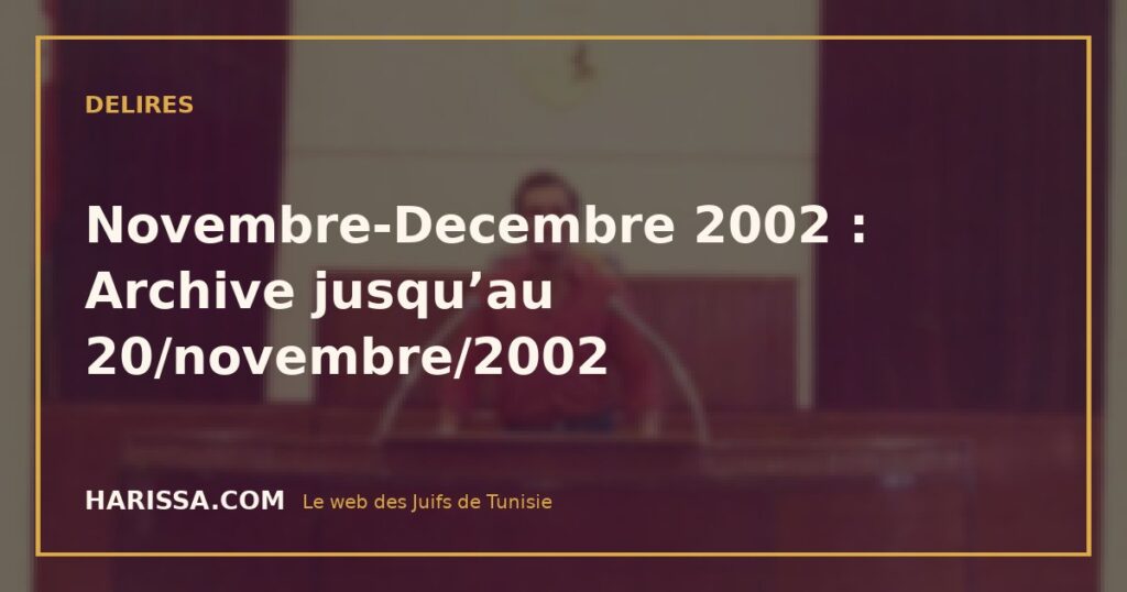 Novembre-Decembre 2002 : Archive jusqu’au 20/novembre/2002