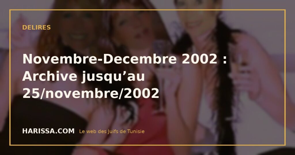 Novembre-Decembre 2002 : Archive jusqu’au 25/novembre/2002