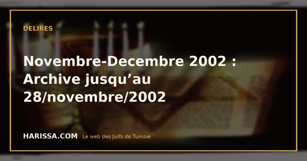 Novembre-Decembre 2002 : Archive jusqu’au 28/novembre/2002