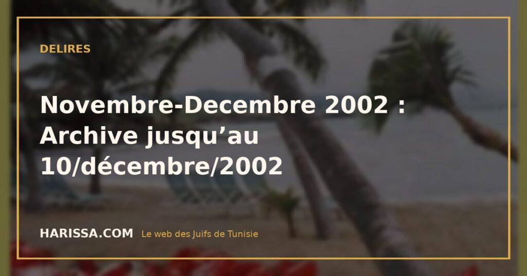 Novembre-Decembre 2002 : Archive jusqu’au 10/décembre/2002