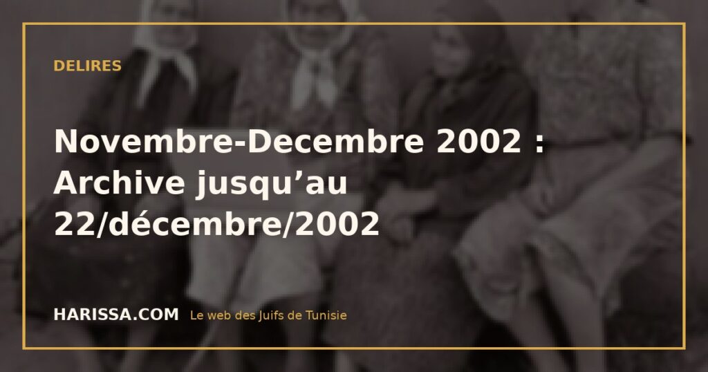 Novembre-Decembre 2002 : Archive jusqu’au 22/décembre/2002