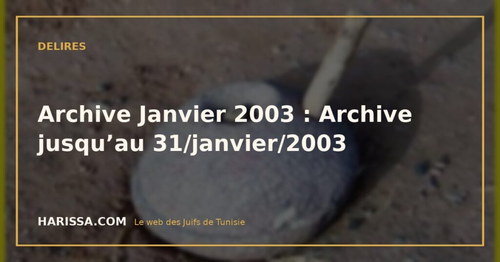 Archive Janvier 2003 : Archive jusqu’au 31/janvier/2003