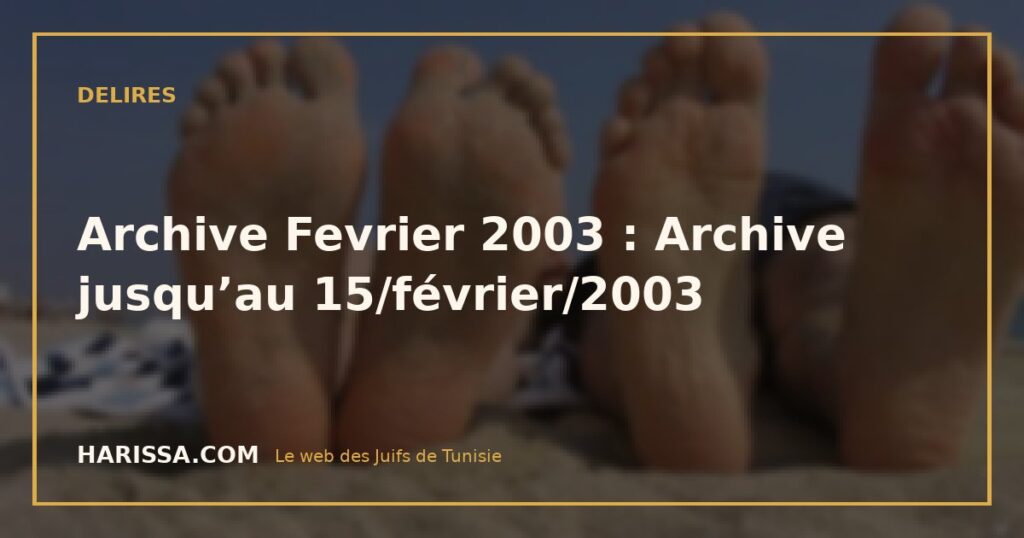 Archive Fevrier 2003 : Archive jusqu’au 15/février/2003