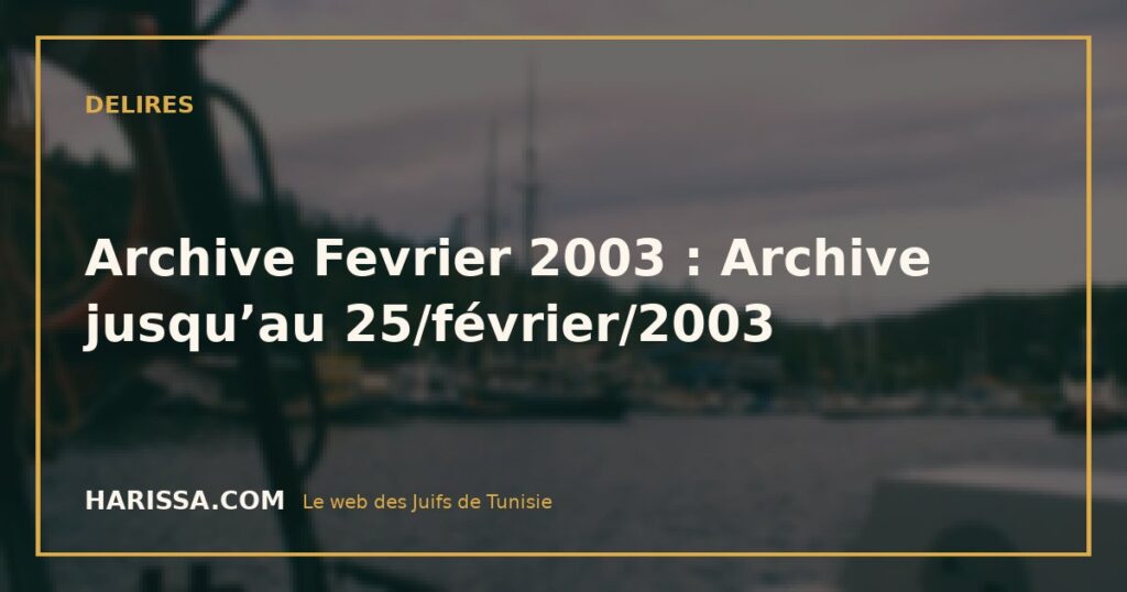 Archive Fevrier 2003 : Archive jusqu’au 25/février/2003