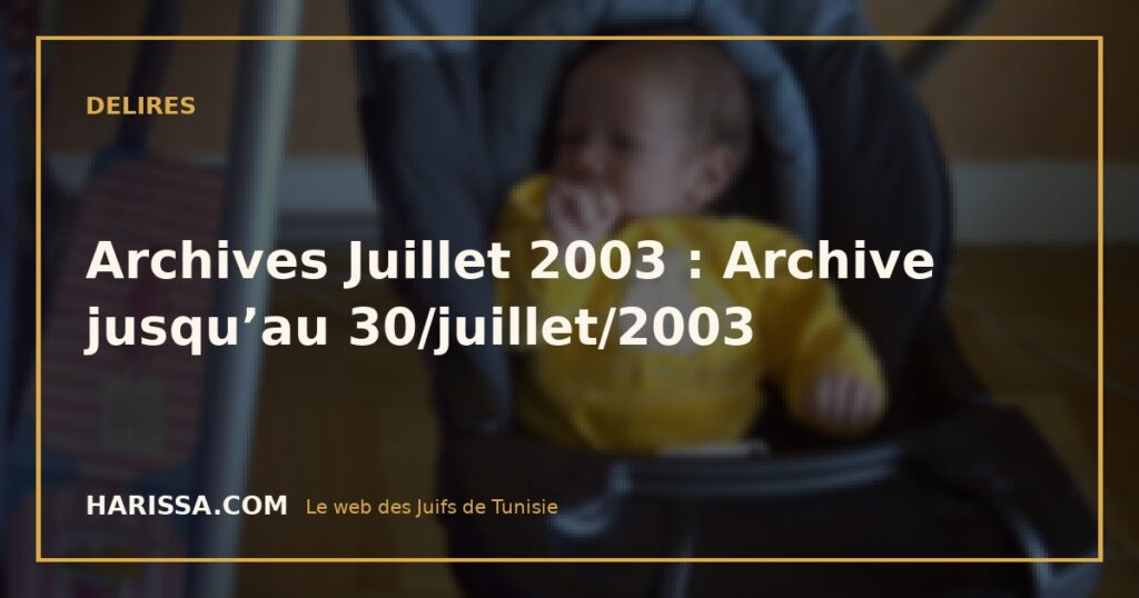 Archives Juillet 2003 : Archive jusqu’au 30/juillet/2003