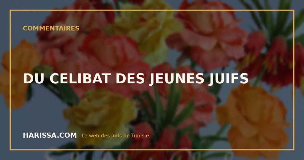 DU CELIBAT DES JEUNES JUIFS