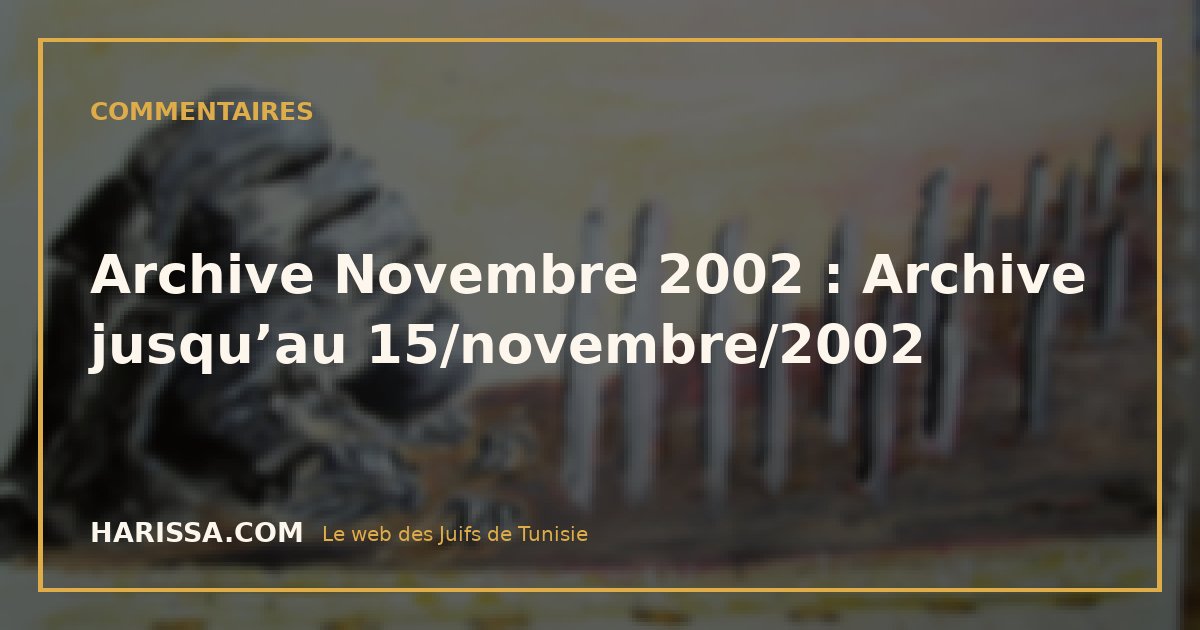 Archive Novembre 2002 : Archive jusqu’au 15/novembre/2002
