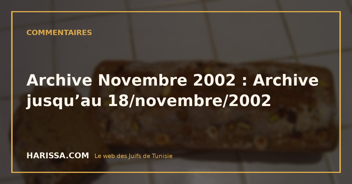 Archive Novembre 2002 : Archive jusqu’au 18/novembre/2002