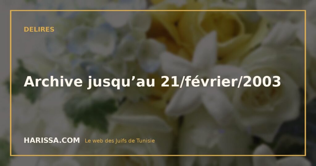 Archive jusqu’au 21/février/2003