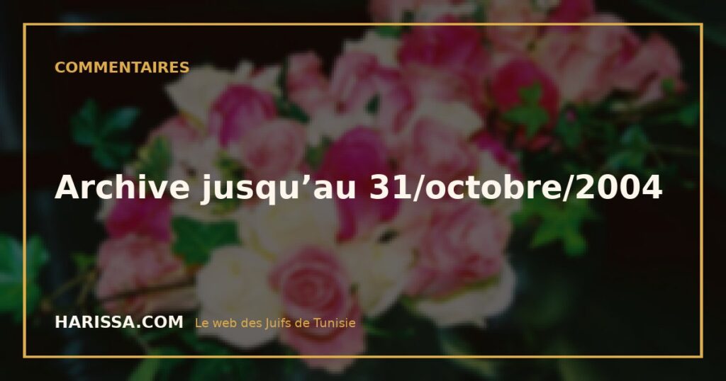 Archive jusqu’au 31/octobre/2004