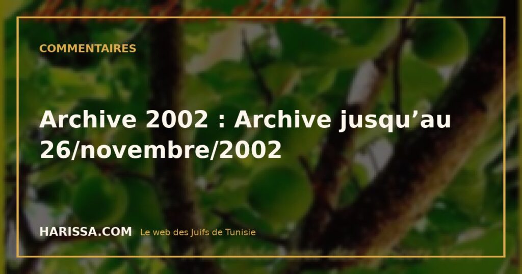 Archive 2002 : Archive jusqu’au 26/novembre/2002