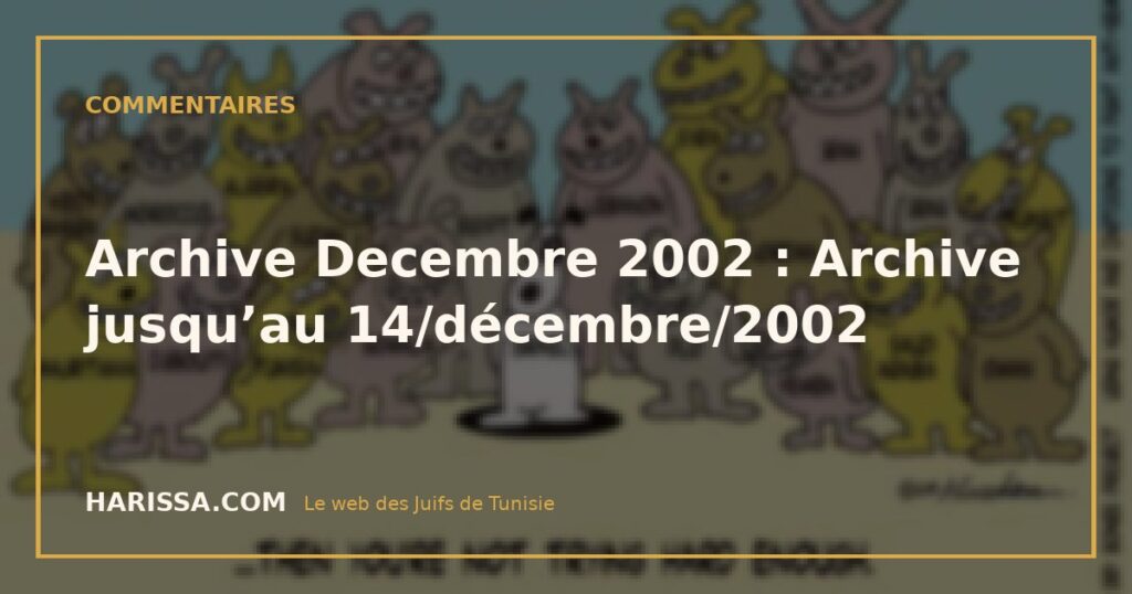 Archive Decembre 2002 : Archive jusqu’au 14/décembre/2002