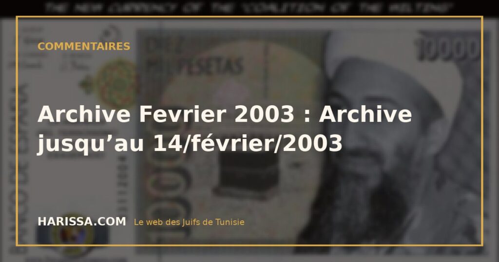 Archive Fevrier 2003 : Archive jusqu’au 14/février/2003