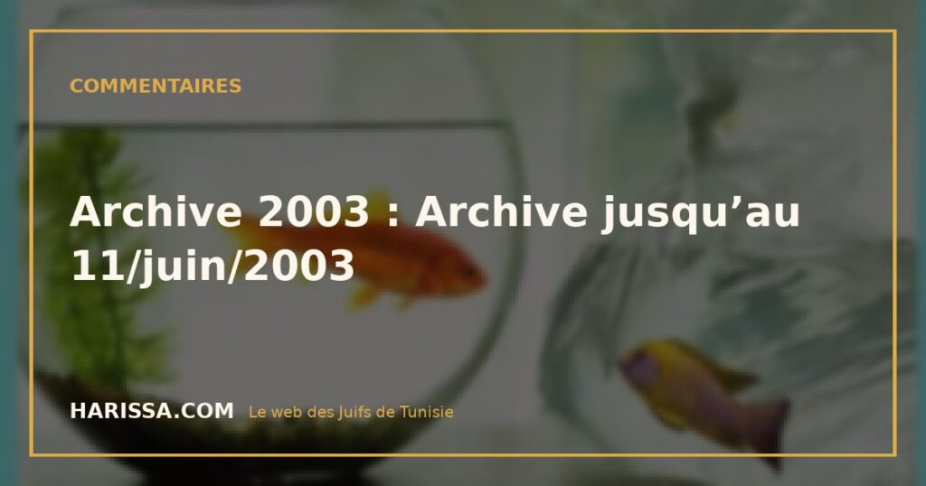 Archive 2003 : Archive jusqu’au 11/juin/2003