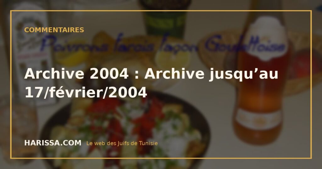 Archive 2004 : Archive jusqu’au 17/février/2004