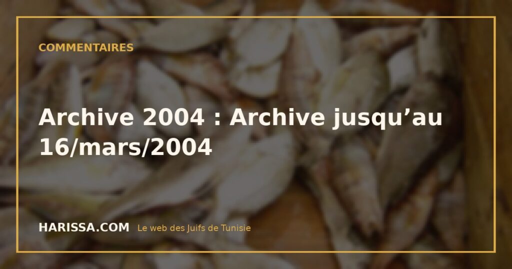 Archive 2004 : Archive jusqu’au 16/mars/2004