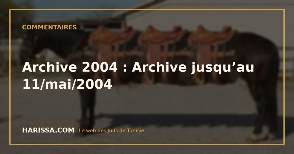 Archive 2004 : Archive jusqu’au 11/mai/2004