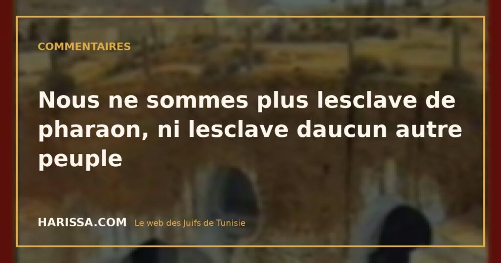 Nous ne sommes plus lesclave de pharaon, ni lesclave daucun autre peuple