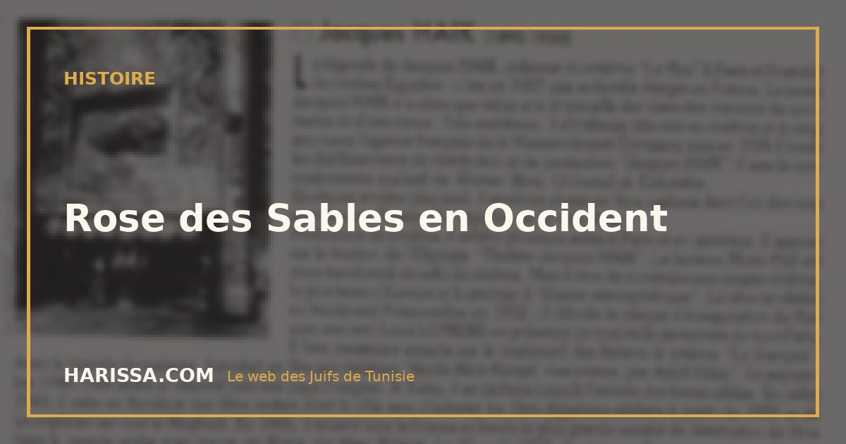 Rose des Sables en Occident