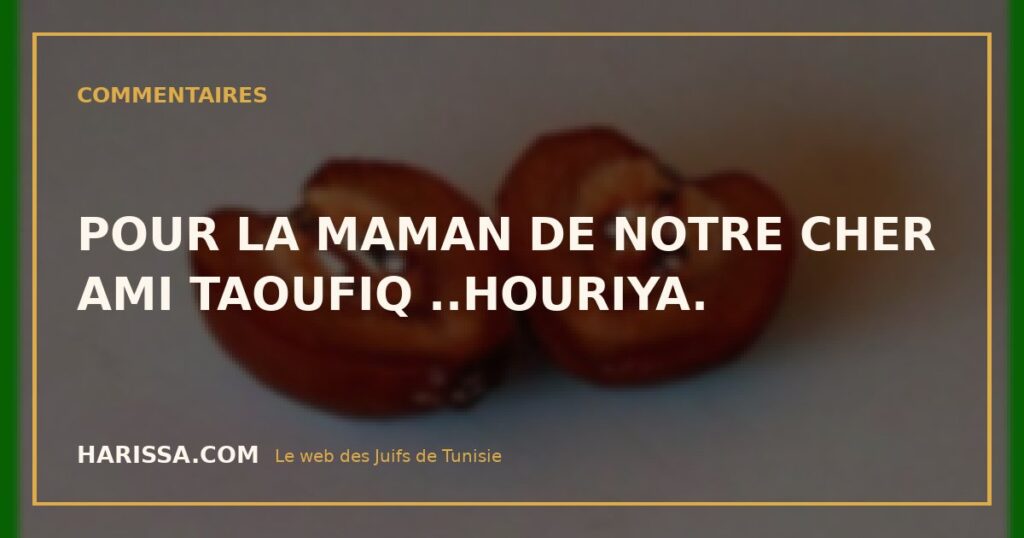 POUR LA MAMAN DE NOTRE CHER AMI TAOUFIQ ..HOURIYA.