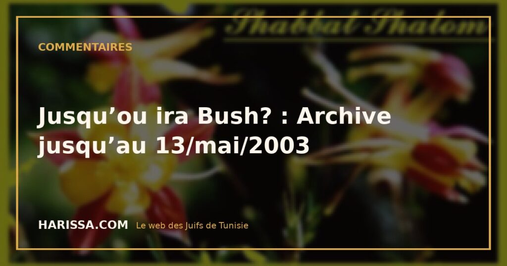 Jusqu’ou ira Bush? : Archive jusqu’au 13/mai/2003