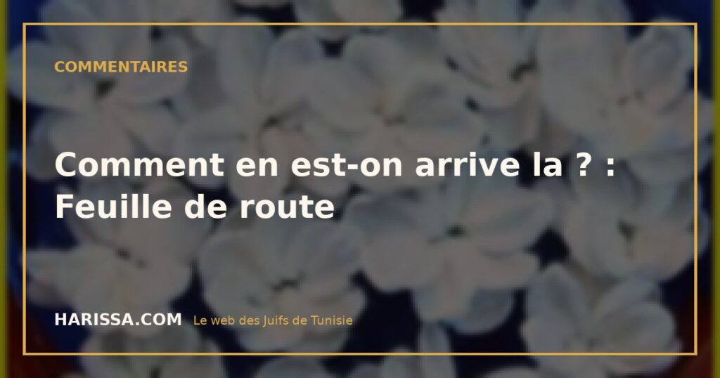 Comment en est-on arrive la ? : Feuille de route
