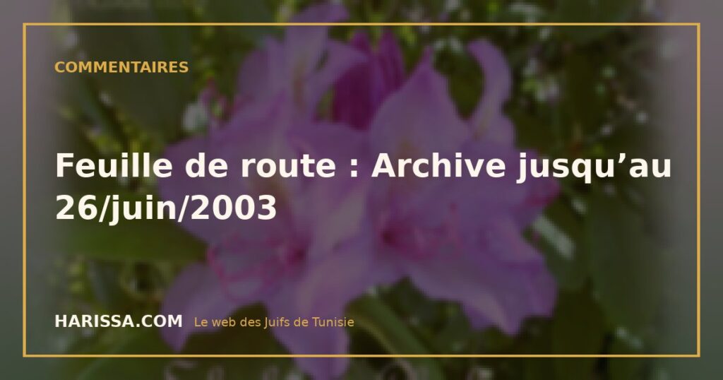 Feuille de route : Archive jusqu’au 26/juin/2003