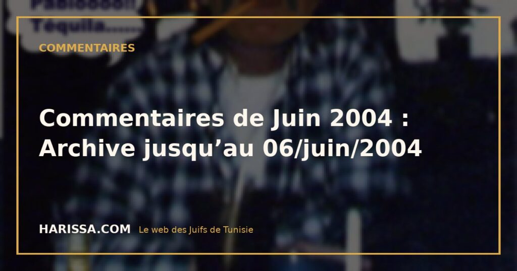 Commentaires de Juin 2004 : Archive jusqu’au 06/juin/2004