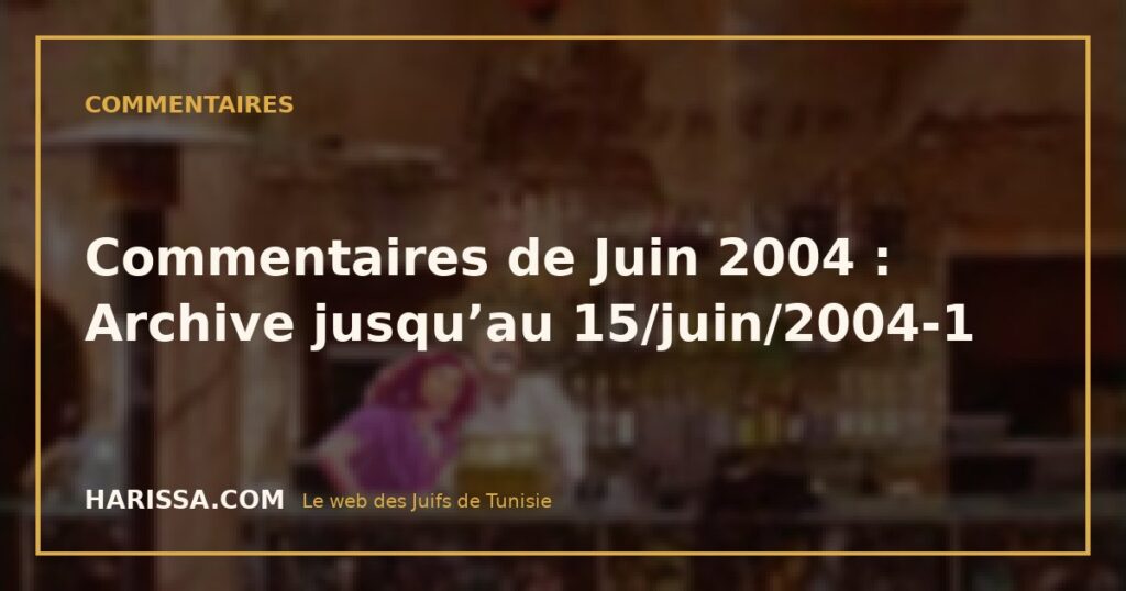 Commentaires de Juin 2004 : Archive jusqu’au 15/juin/2004-1