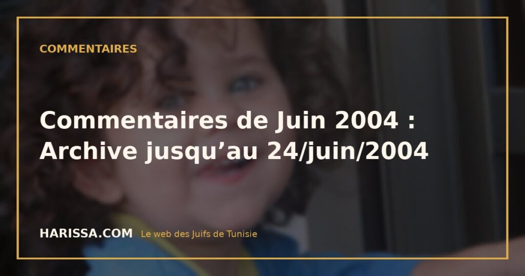 Commentaires de Juin 2004 : Archive jusqu’au 24/juin/2004