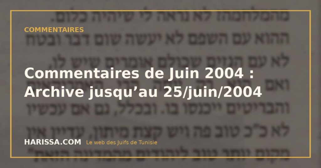 Commentaires de Juin 2004 : Archive jusqu’au 25/juin/2004