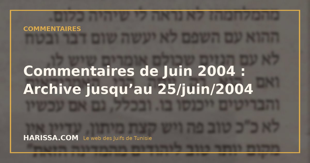 Commentaires de Juin 2004 : Archive jusqu’au 25/juin/2004