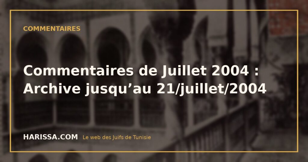 Commentaires de Juillet 2004 : Archive jusqu’au 21/juillet/2004