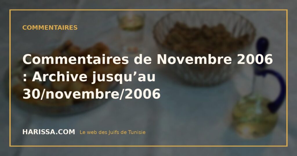 Commentaires de Novembre 2006 : Archive jusqu’au 30/novembre/2006