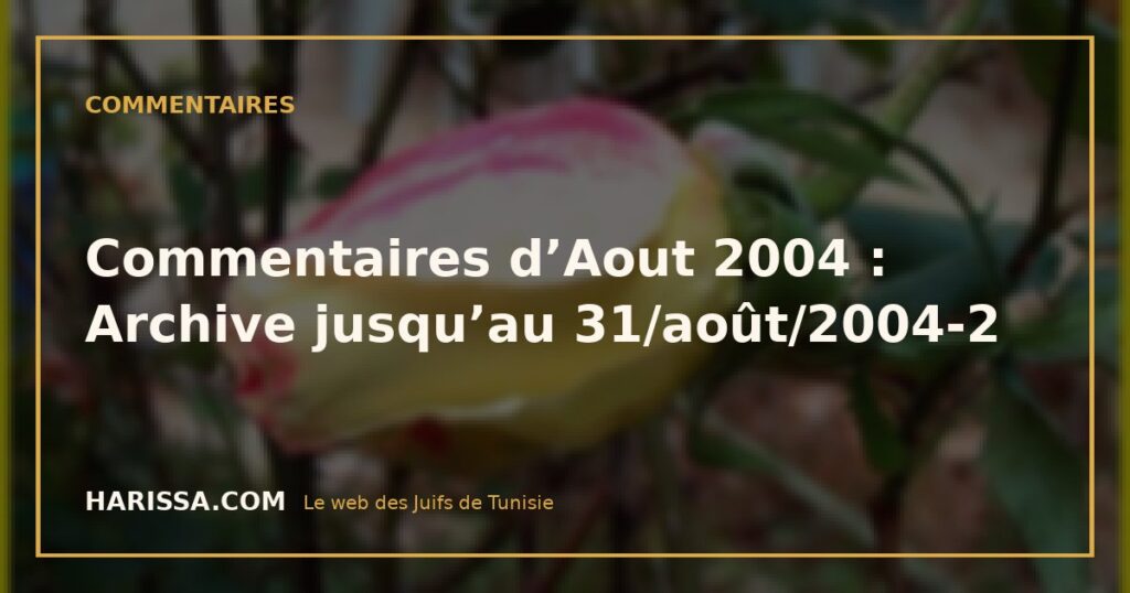 Commentaires d’Aout 2004 : Archive jusqu’au 31/août/2004-2