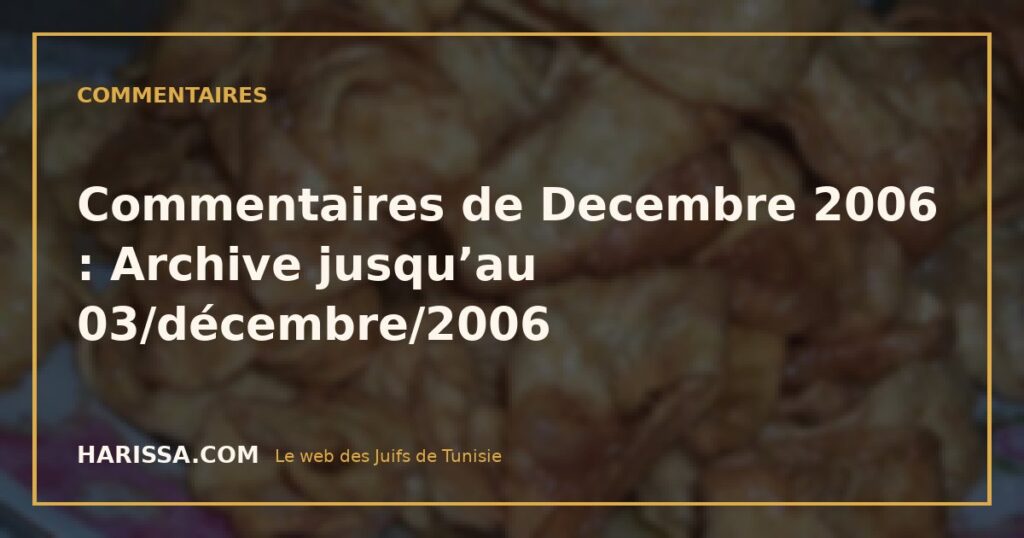 Commentaires de Decembre 2006 : Archive jusqu’au 03/décembre/2006