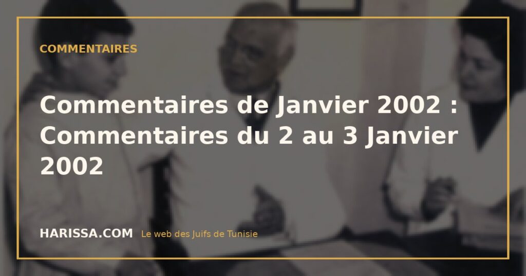 Commentaires de Janvier 2002 : Commentaires du 2 au 3 Janvier 2002