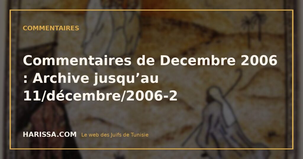 Commentaires de Decembre 2006 : Archive jusqu’au 11/décembre/2006-2