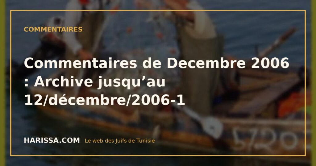 Commentaires de Decembre 2006 : Archive jusqu’au 12/décembre/2006-1