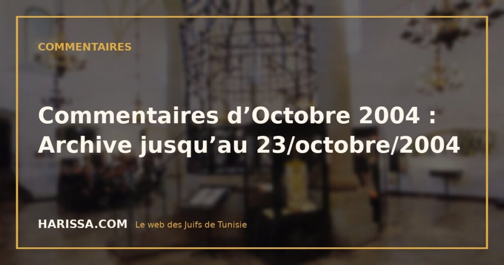 Commentaires d’Octobre 2004 : Archive jusqu’au 23/octobre/2004