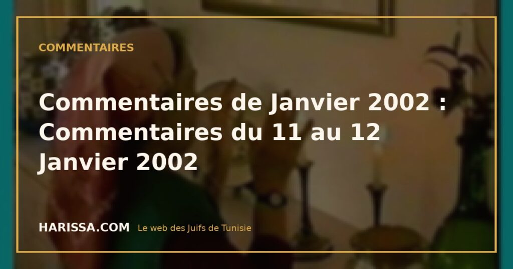 Commentaires de Janvier 2002 : Commentaires du 11 au 12 Janvier 2002