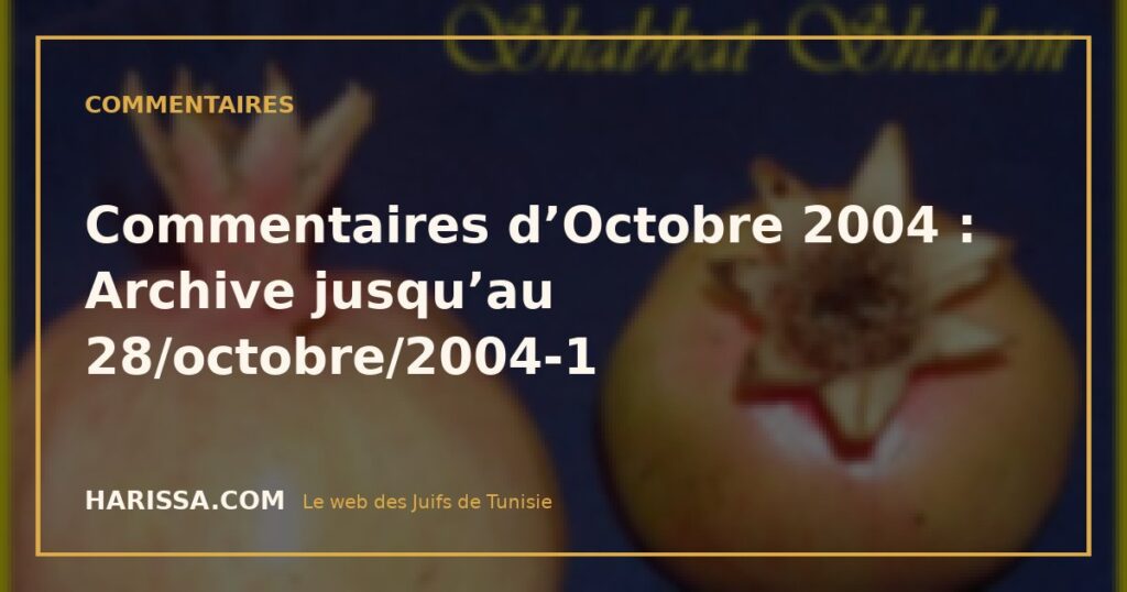 Commentaires d’Octobre 2004 : Archive jusqu’au 28/octobre/2004-1