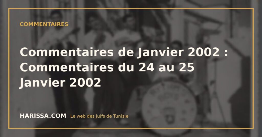 Commentaires de Janvier 2002 : Commentaires du 24 au 25 Janvier 2002